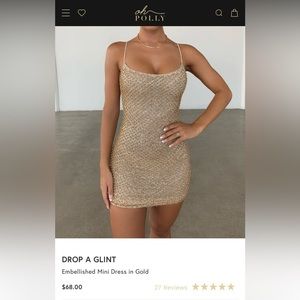 Beautiful embellished, gold mini dress